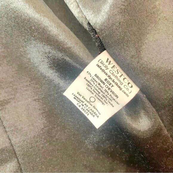 SICILY CLOTHING CO. WOOL COAT BLACK AND WHITE WINTER JACKET LEATHER TRIM SIZE XS - Picture 5 of 13